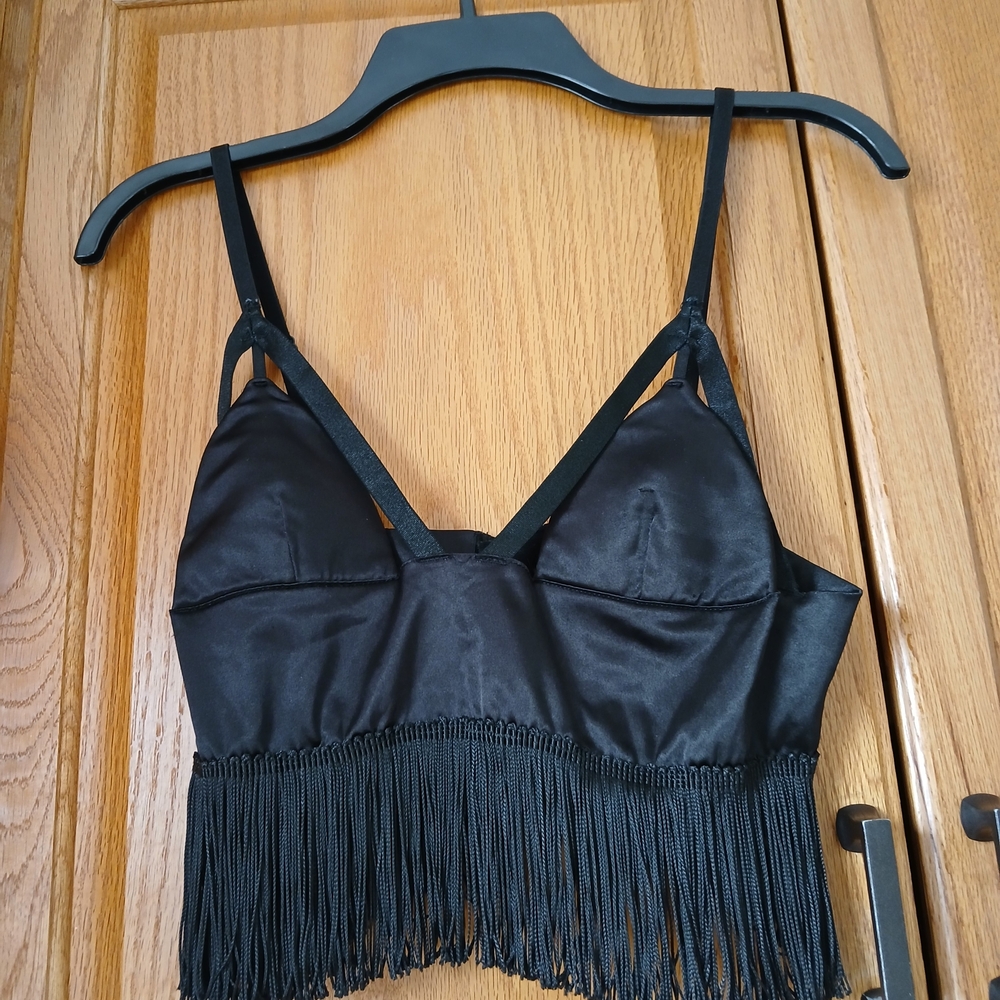 Frederick's of Hollywood Black Fringe Bralette